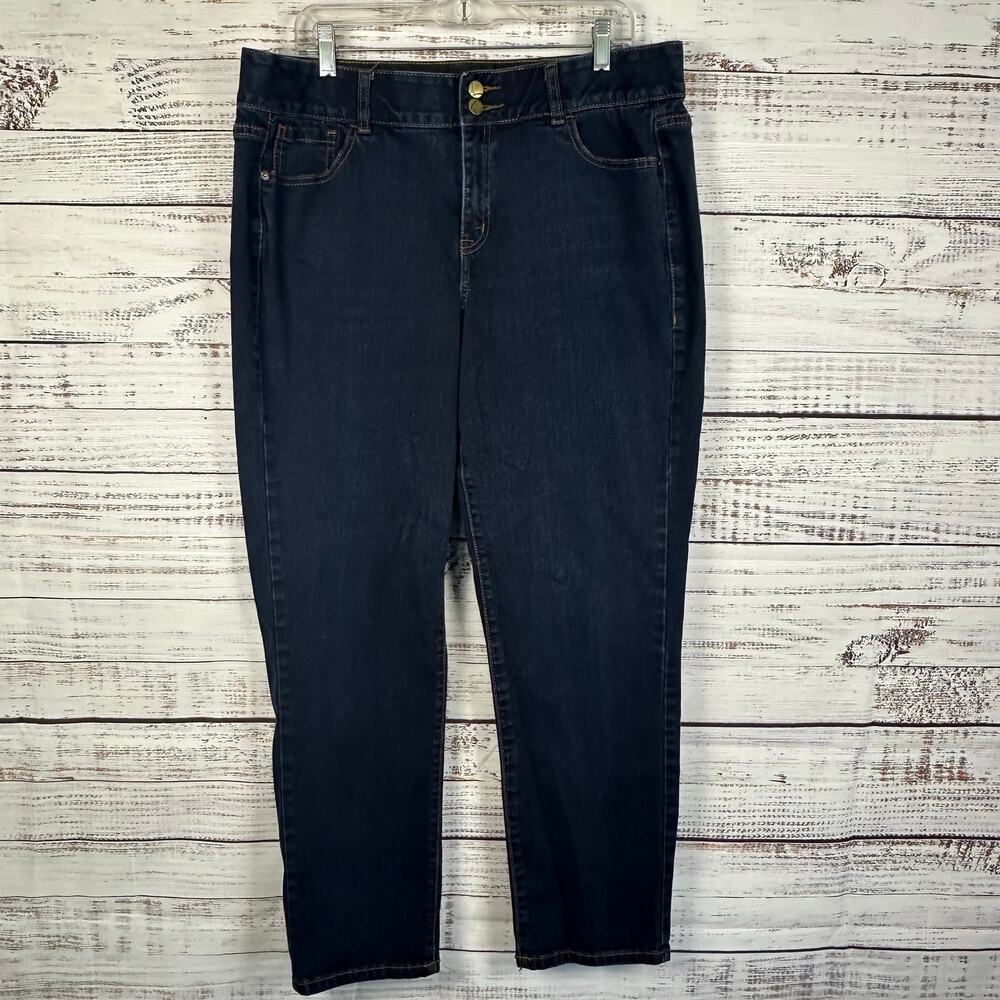 Womens Lane Bryant Dark Blue Straight Tighter Tummy Denim Jeans Stretch Size 16S
